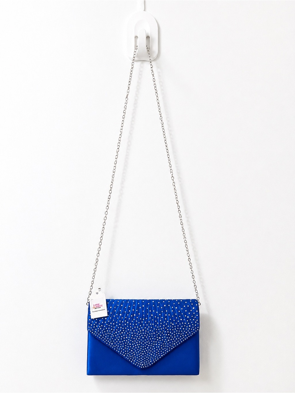 🆕 Royal Blue Envelope Clutch with Crystal Accent